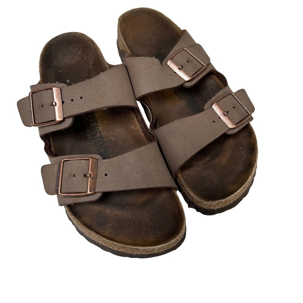 Birkenstock Arizona Sandals Women's 36 Mocha Brown Birko-Flor Copper Buckle